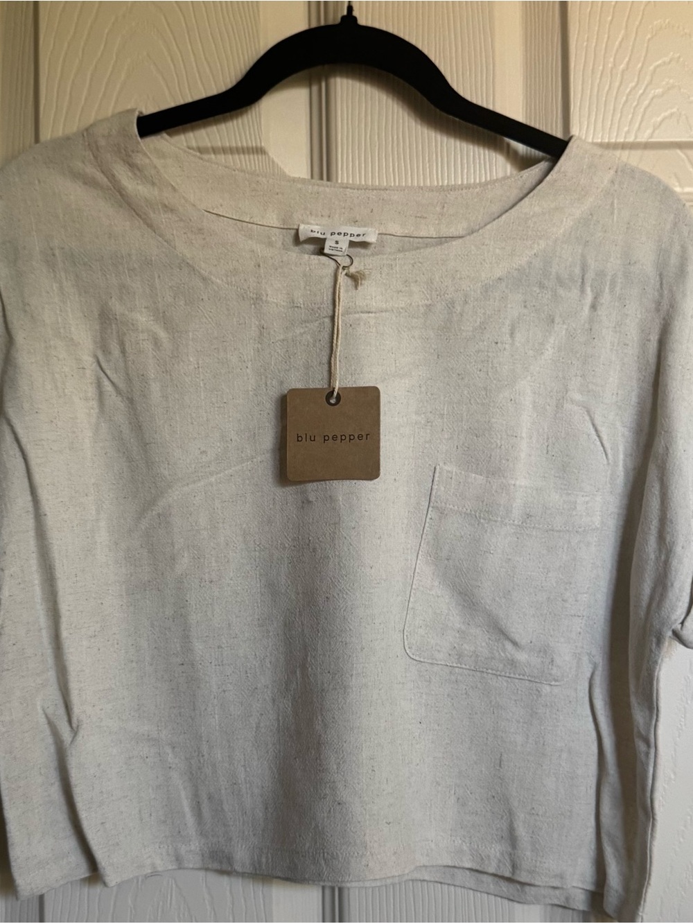 NWT Blu Pepper Beige Linen Crop Top, Various Sizes